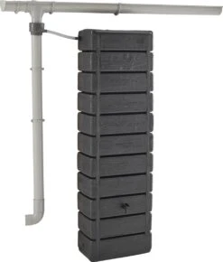 Regenton Muurtank, Grandval 300L, Antraciet Kunststof, Imitatiehout, Met Gootaansluitset Inbegrepen -Gardena Verkoopwinkel 1023x1200