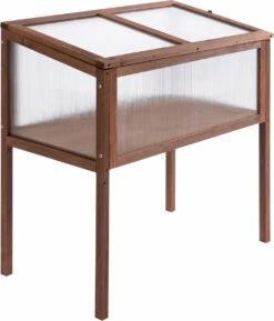 Outsunny Verhoogd Frame Van Hout Koude Kas Kruidenbed Voor Tuin Balkon Bruin Hout Pc-plaat 845-472 -Gardena Verkoopwinkel 1024x1200