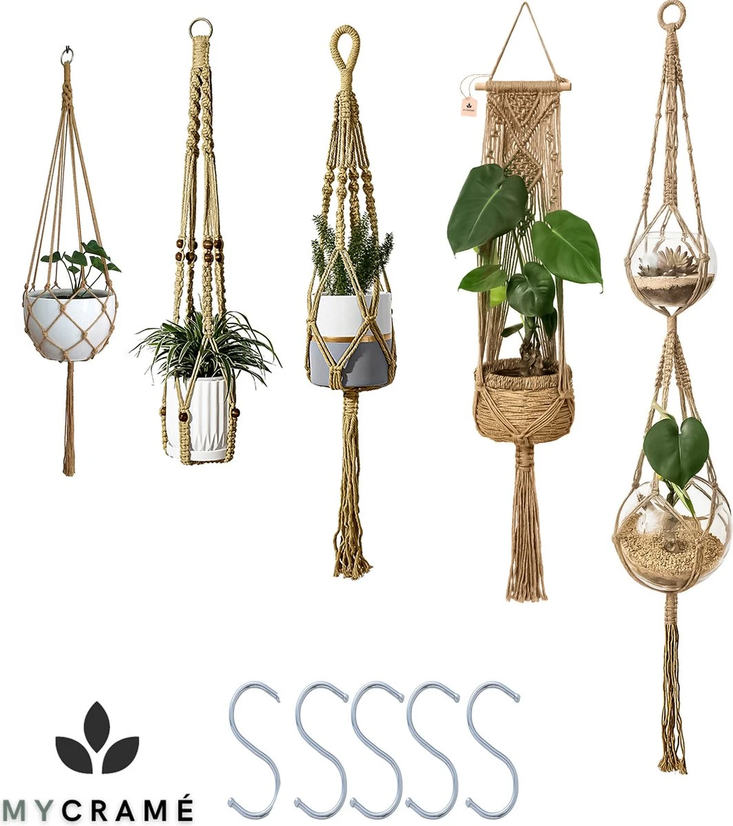 5 Stuks Luxe Jute Plantenhangers - Boho Handgeweven Katoen Hangpot Voor Binnen/Buiten - Hangende Bloempot Met Kralen - Macramé Touw/Koord Hangplant Houder - Bohemian Wandhanger Decoratie - Plant Hanger - Verticale Tuin Bloempothouder Planthanger 3 5 Stuks Luxe Jute Plantenhangers - Boho Handgeweven Katoen Hangpot Voor Binnen/Buiten - Hangende Bloempot Met Kralen - Macramé Touw/Koord Hangplant Houder - Bohemian Wandhanger Decoratie - Plant Hanger - Verticale Tuin Bloempothouder Planthanger