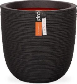 Capi Europe - Bloempot Bol Rib NL - 54x52 - Zwart - Voor Binnen En Buiten - KBLR935 -Gardena Verkoopwinkel 1096x1200 2