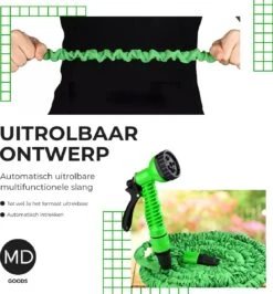 Uitrekbare Tuinslang Tot 15 Meter Van MD-goods ® - Tuinsproeier - Tuin Besproeien - Waterslang - Sproeikop - Groen - Flexibel Elastisch -Gardena Verkoopwinkel 1114x1200 3