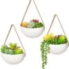 Plantenhanger Keramiek – Set Van 3 – Wit Steen- Hangpot – Hangende Bloempot Plantenpot - 3 Verschillende Koorden - 18 X 11 X 7 Cm -Gardena Verkoopwinkel 1116x1200 4
