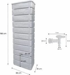 Regenton Muurtank, Grandval 300L, Antraciet Kunststof, Imitatiehout, Met Gootaansluitset Inbegrepen -Gardena Verkoopwinkel 1122x1200 3