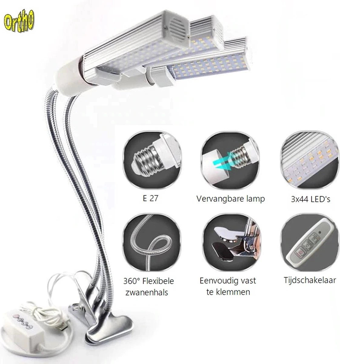 Ortho® - LED Groeilamp - Wit Licht - Bloeilamp - Kweeklamp - Full Spectrum - Grow Light - Groei Lamp (met 3 Lampen) Met Flexibele Lamphouder - Hoge Lichtintensiteit - Klem Spotje - 3x 15 Ortho® - LED Groeilamp - Wit Licht - Bloeilamp - Kweeklamp - Full Spectrum - Grow Light - Groei Lamp (met 3 Lampen) Met Flexibele Lamphouder - Hoge Lichtintensiteit - Klem Spotje - 3x - Afbeelding 13