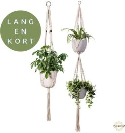 Plantenhanger Macrame Set Van 2 - Plantenhanger Met Ruimte Voor 3 Potten - Luxe Gevlochten Touw 100% Katoen - Duurzaam - Plantenbakken - Bloempotten - Macramé Stijl Hanger Voor Bloempotten - Hangpot - Fienosa -Gardena Verkoopwinkel 1131x1200 2