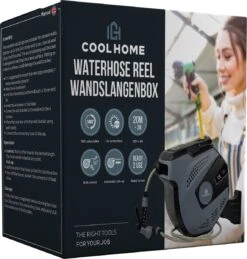 CoolHome - Wandslangenbox 20 Meter + 2 Meter - Tuinslang Met Haspel- Slangenhouder 180° Draaibaar - Tuinslanghaspel Zwart - Grijs -Gardena Verkoopwinkel 1146x1200 4
