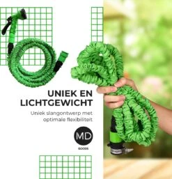 Uitrekbare Tuinslang Tot 15 Meter Van MD-goods ® - Tuinsproeier - Tuin Besproeien - Waterslang - Sproeikop - Groen - Flexibel Elastisch -Gardena Verkoopwinkel 1154x1200