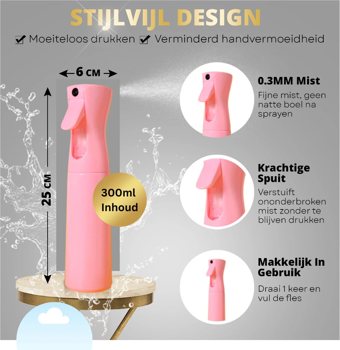 Merkloos Multifunctioneel Mist Sprayer Roze - Mist Verstuiver Water - Waterspray - Waterverstuiver Haar - Mist Sprayer - Spuitfles Haar - Plantenspuit - 300 Ml 4 Merkloos Multifunctioneel Mist Sprayer Roze - Mist Verstuiver Water - Waterspray - Waterverstuiver Haar - Mist Sprayer - Spuitfles Haar - Plantenspuit - 300 Ml - Afbeelding 2