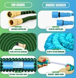 MD-Goods ® Super Sterk Uitrekbare Tuinslang Tot 30 Meter + GRATIS Tas En Koppelstuk - Tuinsproeier - Tuin Besproeien - Waterslang - Sproeikop - Groen - Flexibel Elastisch -Gardena Verkoopwinkel 1169x1200 2