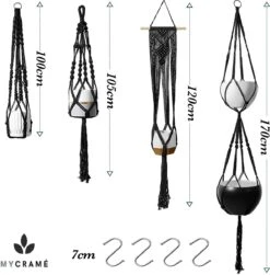 4 Stuks Luxe Macrame Plantenhangers - Boho Handgeweven Katoen Hangpot Voor Binnen/Buiten - Hangende Bloempot Met Kralen - Macramé Touw/Koord Hangplant Houder - Bohemian Wandhanger Decoratie - Plant Hanger - Verticale Tuin Bloempothouder Planthanger -Gardena Verkoopwinkel 1181x1200 11