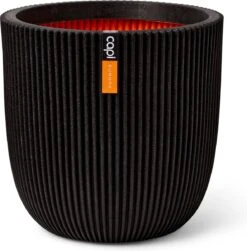 Capi Europe - Bloempot Bol Groove NL - 43x41 - Zwart - Voor Binnen En Buiten - KGVBL933