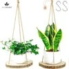 Set Van 2 Boomstam Rond Wandrek Plantenhangers - Boho Jute Houten Plantenrek - Hangpot Voor Binnen/Buiten - Hangende Bloempot Plank - Hangplant Houder - Bohemian Macrame Stijl Wandhanger - Hangplank Plant Hanger - Planthanger - Ø Rond 25-20cm -Gardena Verkoopwinkel 1191x1200 5