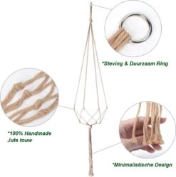 9 Stuks Jute Macrame Plantenhangers - Boho Handgeweven Katoen Hangpot Voor Binnen/Buiten - Hangende Bloempot Met Kralen - Macramé Touw/Koord Hangplant Houder - Bohemian Wandhanger Decoratie - Plant Hanger - Verticale Tuin Bloempothouder Planthanger -Gardena Verkoopwinkel 1193x1200 6