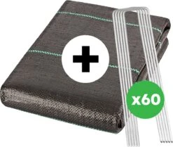YUGN Anti Worteldoek 4x5M En 60 Gronddoekpennen - 20 M² - Duurzaam Gronddoek En Bodembedekker - Ideale Onkruidbestrijding - Gegalvaniseerd Anti Roest Grondpennen