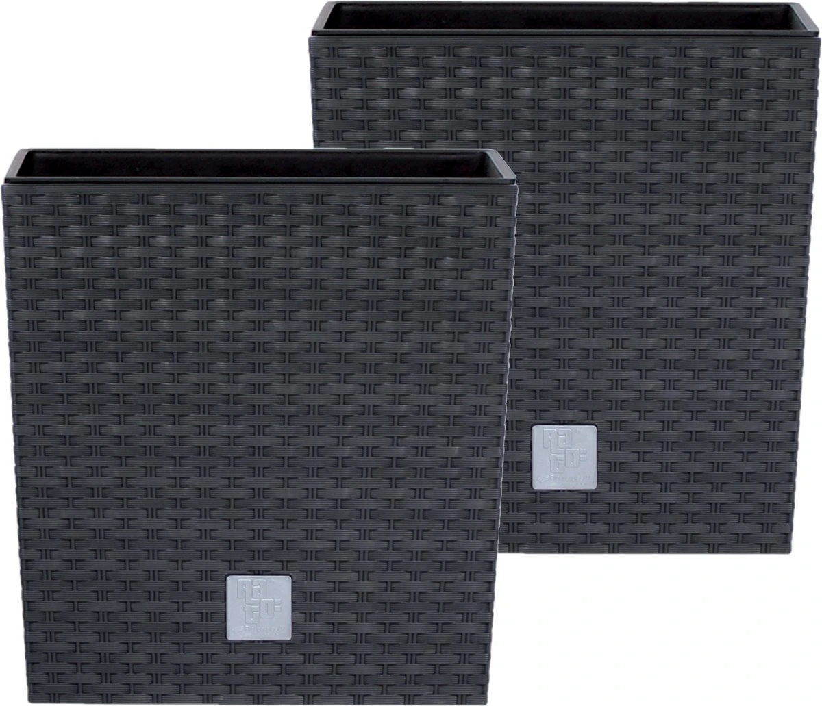 Prosperplast Kunststof Rato Rotan Bloempot/plantenpot Met Binnenpot Antraciet 40 Cm - Bloempotten Voor Binnen En Buiten 7 Prosperplast Kunststof Rato Rotan Bloempot/plantenpot Met Binnenpot Antraciet 40 Cm - Bloempotten Voor Binnen En Buiten - Afbeelding 5