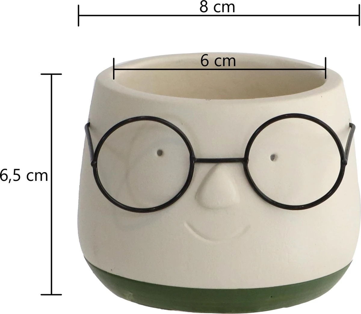 2x Bloempot Met Gezicht - Ø8 X H6,5 Cm - Bloempotten Voor Binnen Met Bril/Face/Hoofd 8 2x Bloempot Met Gezicht - Ø8 X H6,5 Cm - Bloempotten Voor Binnen Met Bril/Face/Hoofd - Afbeelding 6