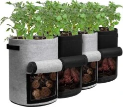 Merkloos Kweekzakken - 4 Stuks - Hangsysteem - Kweekzakken Voor Groente En Kruiden - Plantenzak - Moestuinzak