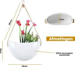 Plantenhanger Keramiek – Set Van 3 – Wit Steen- Hangpot – Hangende Bloempot Plantenpot - 3 Verschillende Koorden - 18 X 11 X 7 Cm 18 Plantenhanger Keramiek – Set Van 3 – Wit Steen- Hangpot – Hangende Bloempot Plantenpot - 3 Verschillende Koorden - 18 X 11 X 7 Cm -Gardena Verkoopwinkel 1200x1066 4