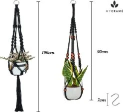 4 Stuks Zwarte Macrame Plantenhangers - Boho Handgeweven Katoen Hangpot Voor Binnen/Buiten - Hangende Bloempot Met Kralen - Macramé Touw/Koord Hangplant Houder - Bohemian Wandhanger Decoratie - Plant Hanger - Verticale Tuin Bloempothouder Planthanger -Gardena Verkoopwinkel 1200x1093 2
