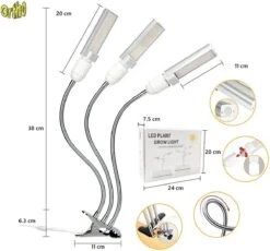 Ortho® - LED Groeilamp - Wit Licht - Bloeilamp - Kweeklamp - Full Spectrum - Grow Light - Groei Lamp (met 3 Lampen) Met Flexibele Lamphouder - Hoge Lichtintensiteit - Klem Spotje - 3x 26 Ortho® - LED Groeilamp - Wit Licht - Bloeilamp - Kweeklamp - Full Spectrum - Grow Light - Groei Lamp (met 3 Lampen) Met Flexibele Lamphouder - Hoge Lichtintensiteit - Klem Spotje - 3x -Gardena Verkoopwinkel 1200x1118