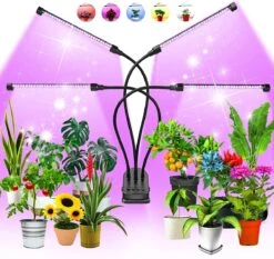 Kweeklamp Indoor - Full Spectrum Licht - Automatische Timer 3, 9 En 12 Uur - 4-Koppig - Groeilamp - Groei Van Planten - 80 LEDs - 40W