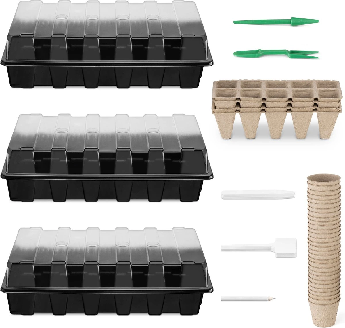 Navaris Zaden Starter Groei Set - 63-delige Set Met Potten Trays Deksel Labels Potlood Gatenmaker En Spatel - Kweek Nieuwe Planten 10 Navaris Zaden Starter Groei Set - 63-delige Set Met Potten Trays Deksel Labels Potlood Gatenmaker En Spatel - Kweek Nieuwe Planten - Afbeelding 8
