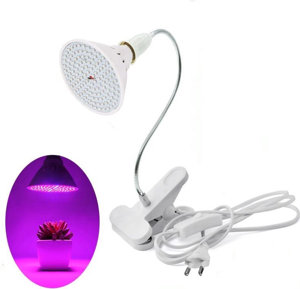 Merkloos Led Kweeklamp - Groeilamp - Bloeilamp Voor Planten - E27 Fitting - 200 LEDS - Met Klemhouder 10 Merkloos Led Kweeklamp - Groeilamp - Bloeilamp Voor Planten - E27 Fitting - 200 LEDS - Met Klemhouder - Afbeelding 8