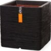 Capi Europe - Bloempot Vierkant Rib NL - 30x30x30 - Zwart - Voor Binnen En Buiten - KBLR902
