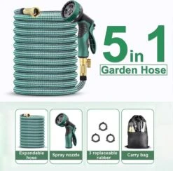 IBright Extra Sterke Uitrekbare Tuinslang - Flexibel - 15 Meter - Inclusief Opbergtas ,Sproeier ,Koppelstuk En Ophanghaak - Groen -Gardena Verkoopwinkel 1200x1183 3