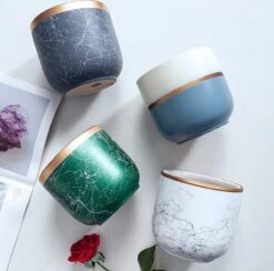 Bloempotten Binnen - Keramiek - Gouden Rand - Bloempot Buiten - Afvoergat 24 Cm - Groen – Groot -Gardena Verkoopwinkel 1200x1183 5