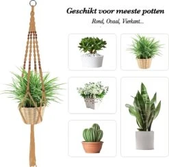 5 Stuks Jute Macrame Plantenhangers - Boho Handgeweven Katoen Hangpot Voor Binnen/Buiten - Hangende Bloempot Met Kralen - Macramé Touw/Koord Hangplant Houder - Bohemian Wandhanger Decoratie - Plant Hanger - Verticale Tuin Bloempothouder Planthanger -Gardena Verkoopwinkel 1200x1184 5