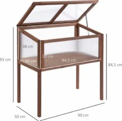 Outsunny Verhoogd Frame Van Hout Koude Kas Kruidenbed Voor Tuin Balkon Bruin Hout Pc-plaat 845-472 -Gardena Verkoopwinkel 1200x1190 1