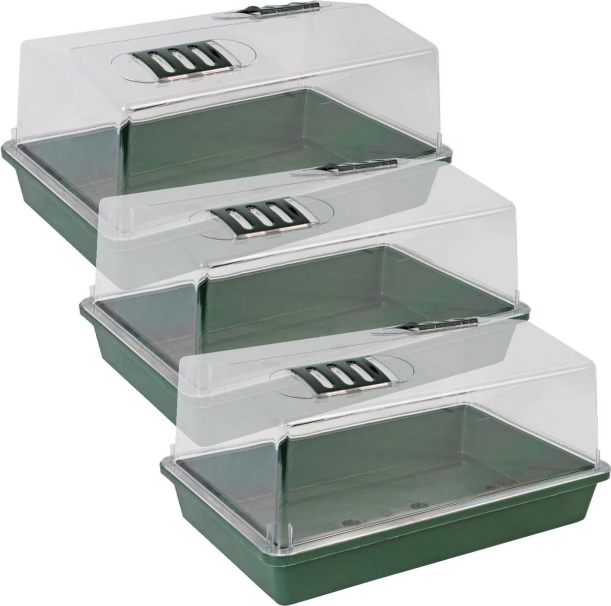 Merkloos 3x Stuks Kweekbakken/kweekkasten Met Deksel 38 X 24 X 18 Cm - Tuinieren/moestuinbak - Moestuin Artikelen 3 Merkloos 3x Stuks Kweekbakken/kweekkasten Met Deksel 38 X 24 X 18 Cm - Tuinieren/moestuinbak - Moestuin Artikelen