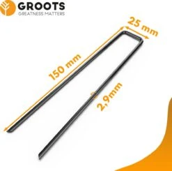 Premium Gronddoekpennen 50 St. - 15cm Lang - 2,5cm Breed - 3mm Dik - Verzinkt Staal - Anti-Worteldoek - Grondanker - Haring - Gronddoekhaak - Grondhaken - Groots -Gardena Verkoopwinkel 1200x1191