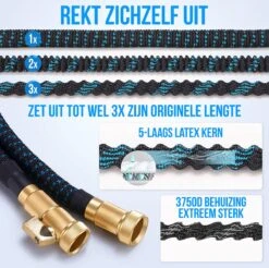 Strex Flexibele Tuinslang 15M Met Sproeikop - Uitrekbaar - Incl. Koppelingen, Ophanghaak & Opbergzak -Gardena Verkoopwinkel 1200x1197 5