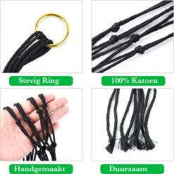 9 Stuks Zwart Macrame Plantenhangers - Boho Handgeweven Katoen Hangpot Voor Binnen/Buiten - Hangende Bloempot Met Kralen - Macramé Touw/Koord Hangplant Houder - Bohemian Wandhanger Decoratie - Plant Hanger - Verticale Tuin Bloempothouder Planthanger -Gardena Verkoopwinkel 1200x1198 40