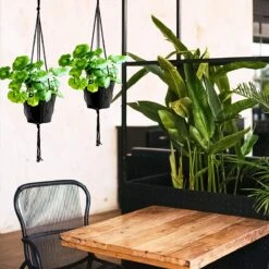 9 Stuks Zwart Macrame Plantenhangers - Boho Handgeweven Katoen Hangpot Voor Binnen/Buiten - Hangende Bloempot Met Kralen - Macramé Touw/Koord Hangplant Houder - Bohemian Wandhanger Decoratie - Plant Hanger - Verticale Tuin Bloempothouder Planthanger -Gardena Verkoopwinkel 1200x1200 1261
