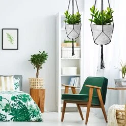 9 Stuks Zwart Macrame Plantenhangers - Boho Handgeweven Katoen Hangpot Voor Binnen/Buiten - Hangende Bloempot Met Kralen - Macramé Touw/Koord Hangplant Houder - Bohemian Wandhanger Decoratie - Plant Hanger - Verticale Tuin Bloempothouder Planthanger -Gardena Verkoopwinkel 1200x1200 1263