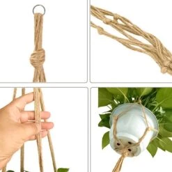 9 Stuks Jute Macrame Plantenhangers - Boho Handgeweven Katoen Hangpot Voor Binnen/Buiten - Hangende Bloempot Met Kralen - Macramé Touw/Koord Hangplant Houder - Bohemian Wandhanger Decoratie - Plant Hanger - Verticale Tuin Bloempothouder Planthanger -Gardena Verkoopwinkel 1200x1200 1284
