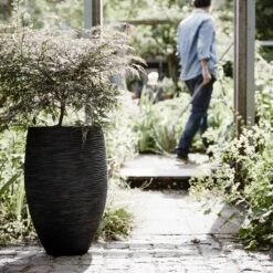 Capi Europe - Vaas Elegant Deluxe Rib NL - 40x60 - Zwart - Voor Binnen En Buiten - KBLR1131 -Gardena Verkoopwinkel 1200x1200 1488