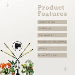 A Sunny Day Kweeklamp LED Warm Wit Licht Inclusief USB Voeding En Tafelclip - Groeilamp Voor De Bloei Van Planten - Zonlicht Lamp - Grow Light - 40 Watt - Automatisch Timer Voor 3-9-12 Uur -Gardena Verkoopwinkel 1200x1200 189