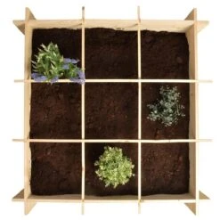 Merkloos Vierkante Meter Tuin - Hout - Inclusief Worteldoek - 9 Vakken - Moestuin - 100x100x20 Cm -Gardena Verkoopwinkel 1200x1200 293