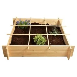 Merkloos Vierkante Meter Tuin - Hout - Inclusief Worteldoek - 9 Vakken - Moestuin - 100x100x20 Cm -Gardena Verkoopwinkel 1200x1200 294