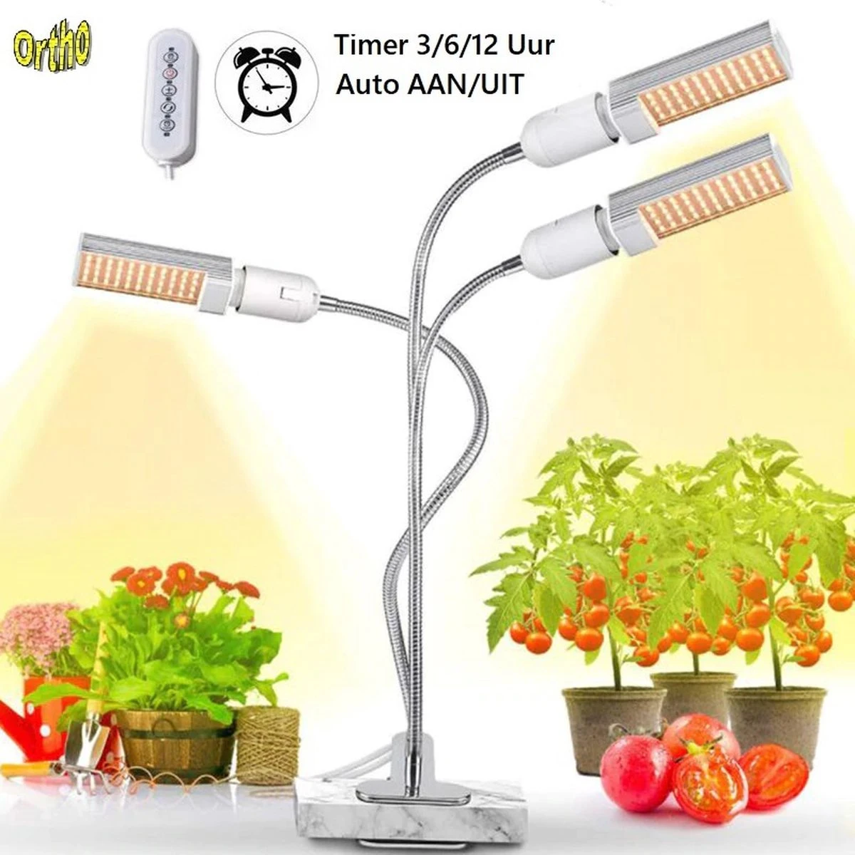Ortho® - LED Groeilamp - Wit Licht - Bloeilamp - Kweeklamp - Full Spectrum - Grow Light - Groei Lamp (met 3 Lampen) Met Flexibele Lamphouder - Hoge Lichtintensiteit - Klem Spotje - 3x 3 Ortho® - LED Groeilamp - Wit Licht - Bloeilamp - Kweeklamp - Full Spectrum - Grow Light - Groei Lamp (met 3 Lampen) Met Flexibele Lamphouder - Hoge Lichtintensiteit - Klem Spotje - 3x