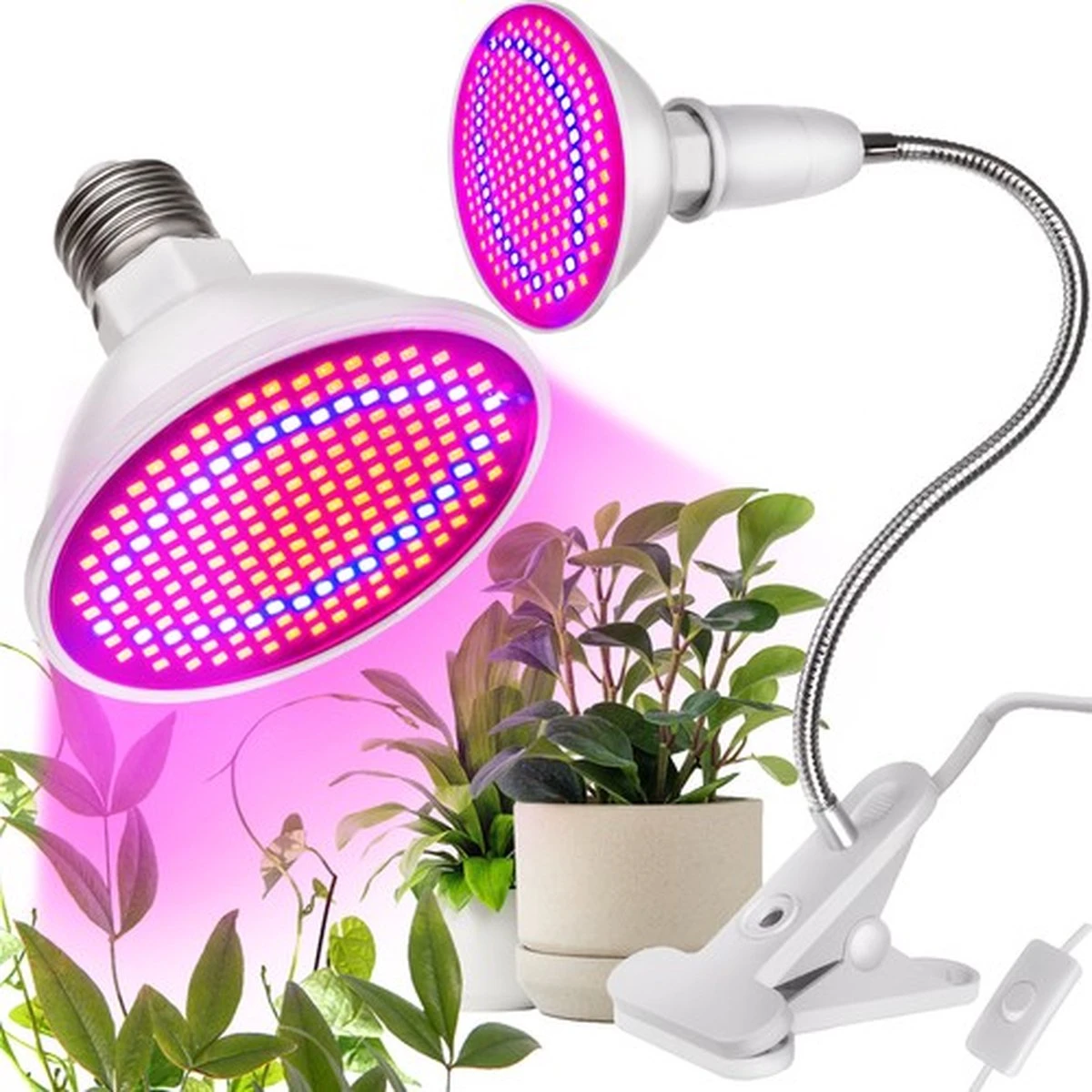 Merkloos Led Kweeklamp - Groeilamp - Bloeilamp Voor Planten - E27 Fitting - 200 LEDS - Met Klemhouder 3 Merkloos Led Kweeklamp - Groeilamp - Bloeilamp Voor Planten - E27 Fitting - 200 LEDS - Met Klemhouder