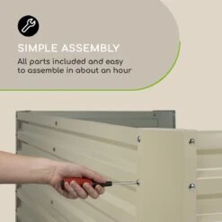 Blumfeldt High Grow Straight Kweekbak - Kweektafel - Moestuinbak 180 X 90 Cm - Werkhoogte 60 Cm - Inhoud 970 L - Staal - Beige -Gardena Verkoopwinkel 1200x1200 65