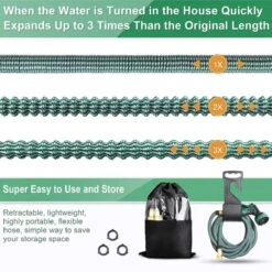 IBright Extra Sterke Uitrekbare Tuinslang - Flexibel - 15 Meter - Inclusief Opbergtas ,Sproeier ,Koppelstuk En Ophanghaak - Groen -Gardena Verkoopwinkel 1200x1200 758