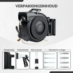 Buxibo - Wandslangenbox 20 Meter + 2 Meter - Tuinslang Met Haspel - 9 Sproei Standen - Slangenhouder 180° Draaibaar - Tuinslanghaspel Zwart+ Gratis Sproeier - Zwart -Gardena Verkoopwinkel 1200x1200 772