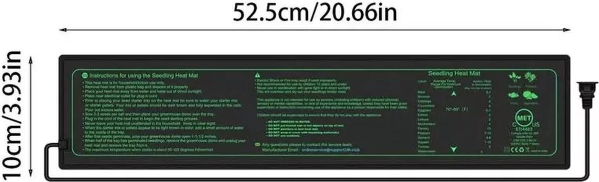 Kweekmat - Verwarmingsmat Planten - 10 X 52,5 Cm- Zaden - Stekjes - Kiemen - Ook Geschikt Voor Onder Terrariums - Spat Waterdicht - 7 Watt 5 Kweekmat - Verwarmingsmat Planten - 10 X 52,5 Cm- Zaden - Stekjes - Kiemen - Ook Geschikt Voor Onder Terrariums - Spat Waterdicht - 7 Watt - Afbeelding 3