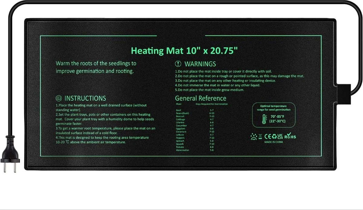 Verwarmingsmat Planten | Warmtemat 25,5x52,5 Cm - Kweekmat - Propagator - Kweektent - Zaden - Stekjes - Kiemen - Ook Geschikt Voor Onder Terrariums - Spat Waterdicht 4 Verwarmingsmat Planten | Warmtemat 25,5x52,5 Cm - Kweekmat - Propagator - Kweektent - Zaden - Stekjes - Kiemen - Ook Geschikt Voor Onder Terrariums - Spat Waterdicht - Afbeelding 2